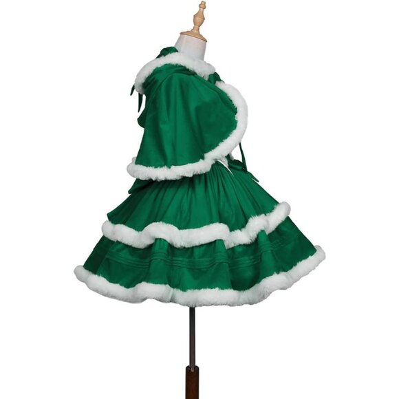 Women's Christmas Dress Skirt and Hooded Cloak Match - Picture 8 of 8